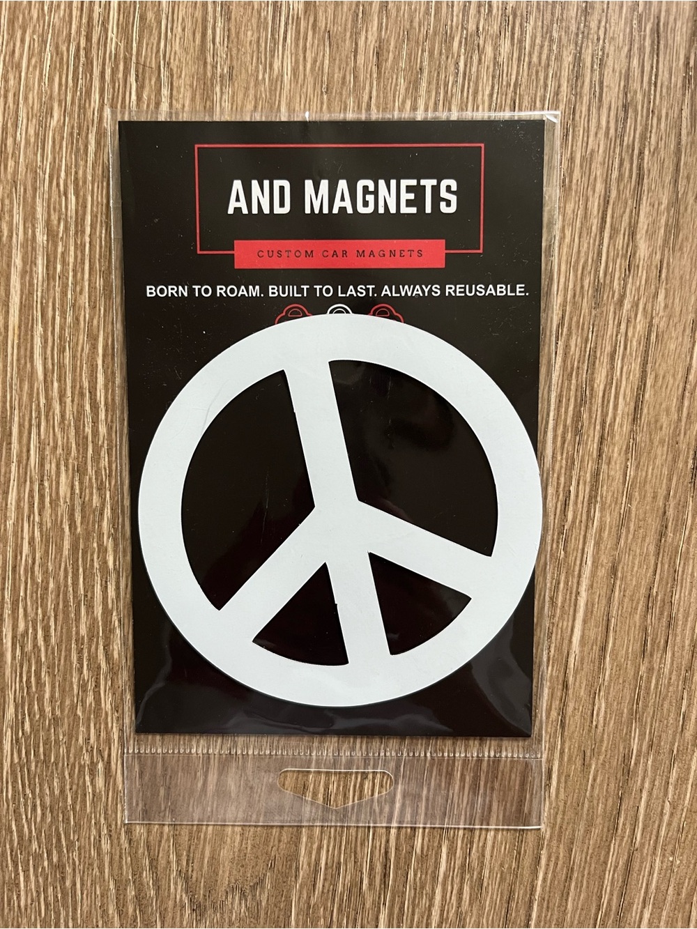 Peace Sign Car Magnet - White